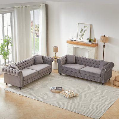 Modern Velvet Upholstered 3+3 Seat Sofa With Solid Wood Frame, Comfortable Cushions, And Elegant Design For Living Room Or Office