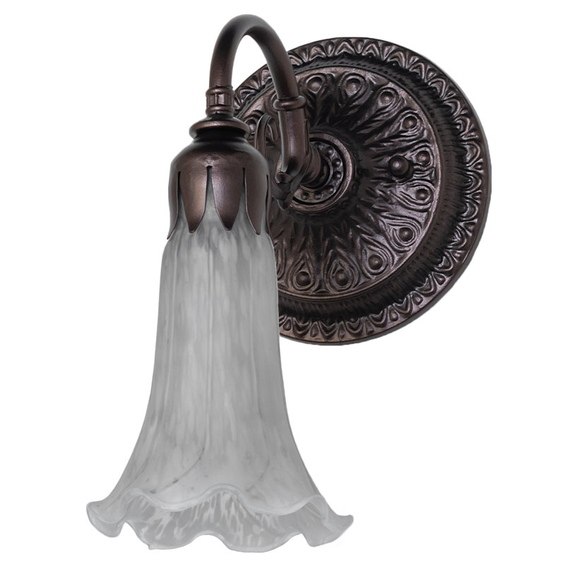 Neriman   1 - Light Armed Sconce, Mahogany Bronze, White/Gray