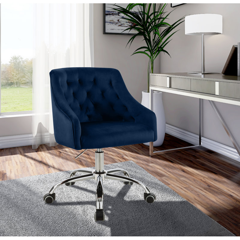 Casimir Velvet Task Chair, Gray Velvet, Chrome