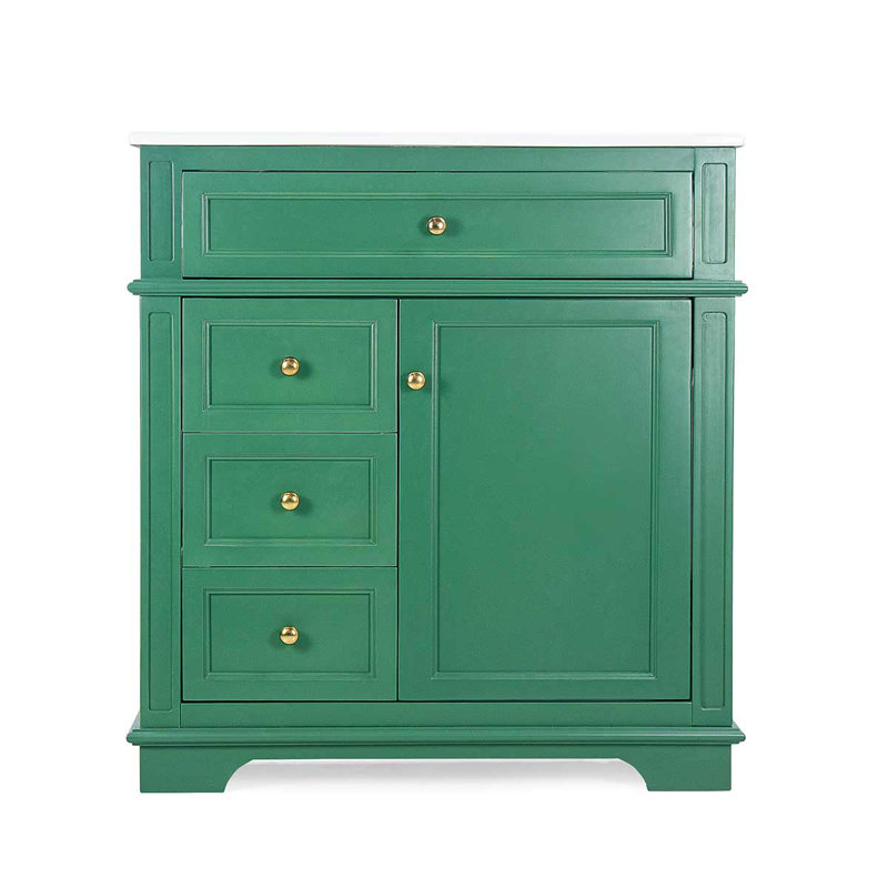 Meuble-lavabo 30 po avec lavabo, armoire avec 4 tiroirs et porte à fermeture douce, Vert