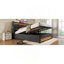 Lit plateforme tapissier double avec système de rangement hydraulique, chargement DEL et USB, gris (sans matelas)-932883307-932883305