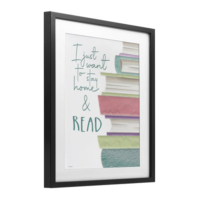 «Stay Home & Read», impression sous verre encadrée, design par Seven Trees Design