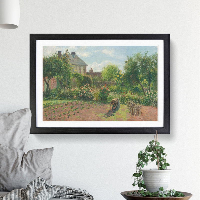 Garden at Eragny by Camille Pissarro - Framed Print, 36cm H x 48cm W x 2cm D, Black Framed