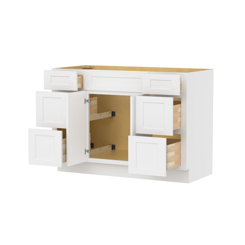 Bases-Two Drawer Stack 48" × 21" × 34.5"Camlock Easy to Assemble Vanity Cabinet