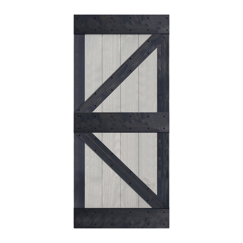 Porte de grange à panneaux peinte en bois sans quincaillerie d'installation - assemblage requis, 36 po x 84 po
