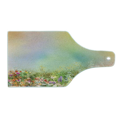 Ambesonne Floral Tempered Glass Cutting Board Spring Flower Nature Multicolor