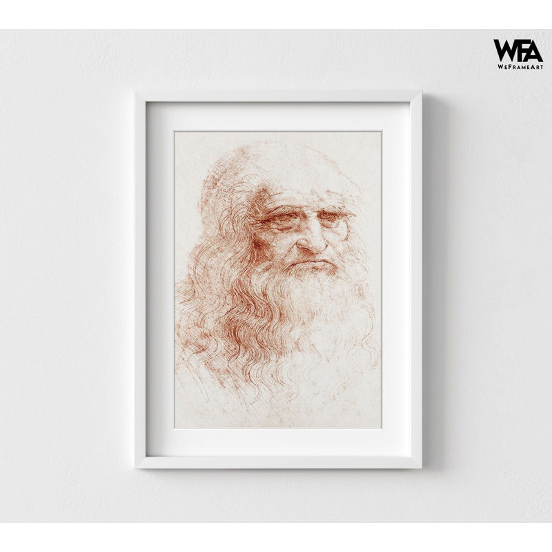 Autoportrait 1512 par Leonardo Da Vinci, décor de portrait d'artiste classique, bibliothèque murale Master Art, affiche de classe Math