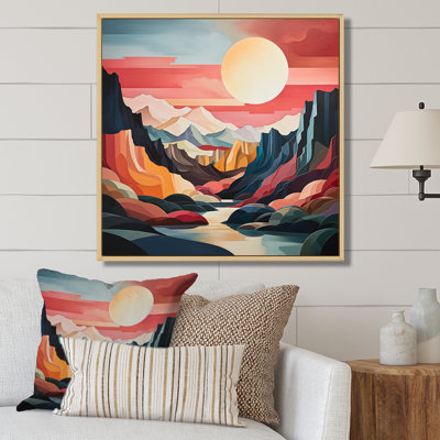 " Coral Teal Bold Canyon Landscape II "