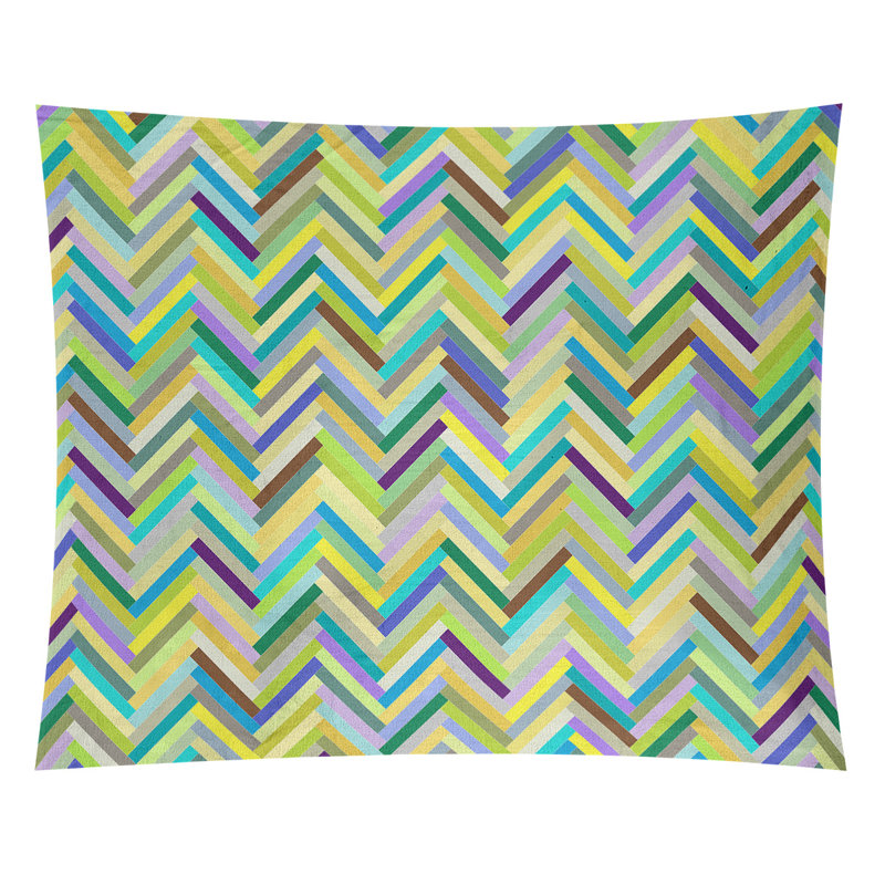 Tapisserie murale chevrons, H 27,5 po x l 37,5 po, Vert / Jaune