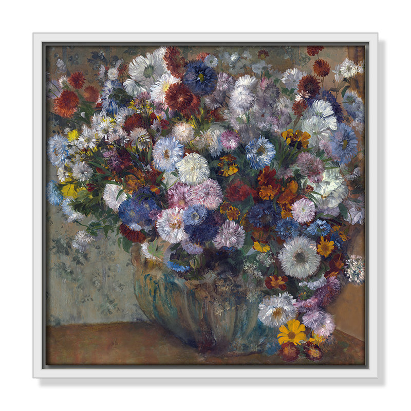 «A Vase of Flowers» par Edgar Degas, H 13,5 po x l 13,5 po x P 2 po, Pas de tapis, Toile encadrée flottée blanche
