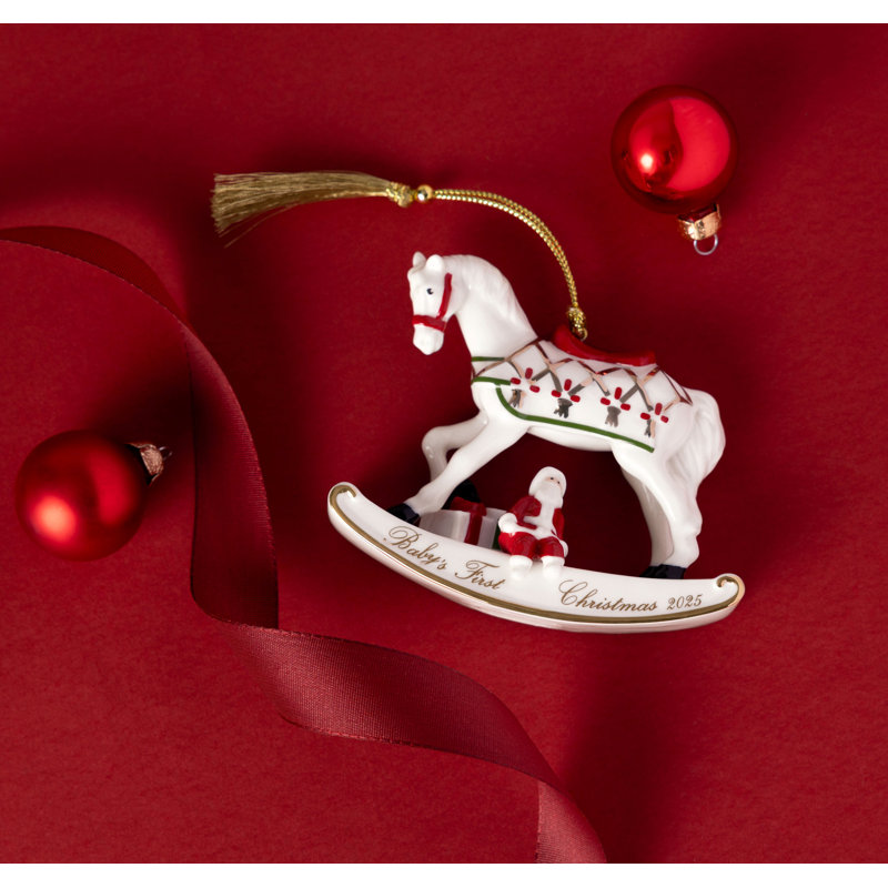 Villeroy & Boch Christmas Classics Collection Christmas Rocking Horse Ornament, Premium Porcelain, Collector’s Edition, Date 2025