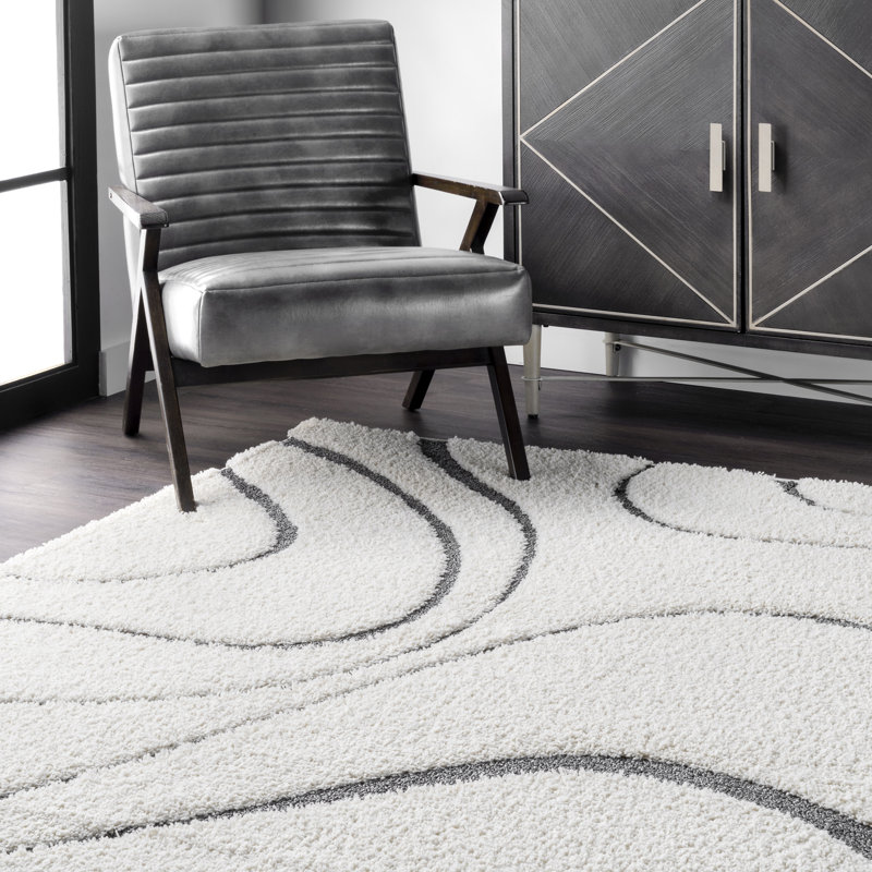 Lantilly Modern Performance Shag Beige Rug, Rectangle 7'10" x 10'
