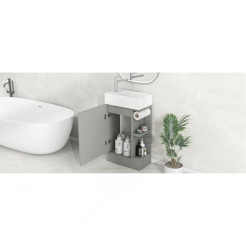 Versatile Bathroom Vanity With Multiple Functionalities For Enhanced Bathroom Experience, Gray
