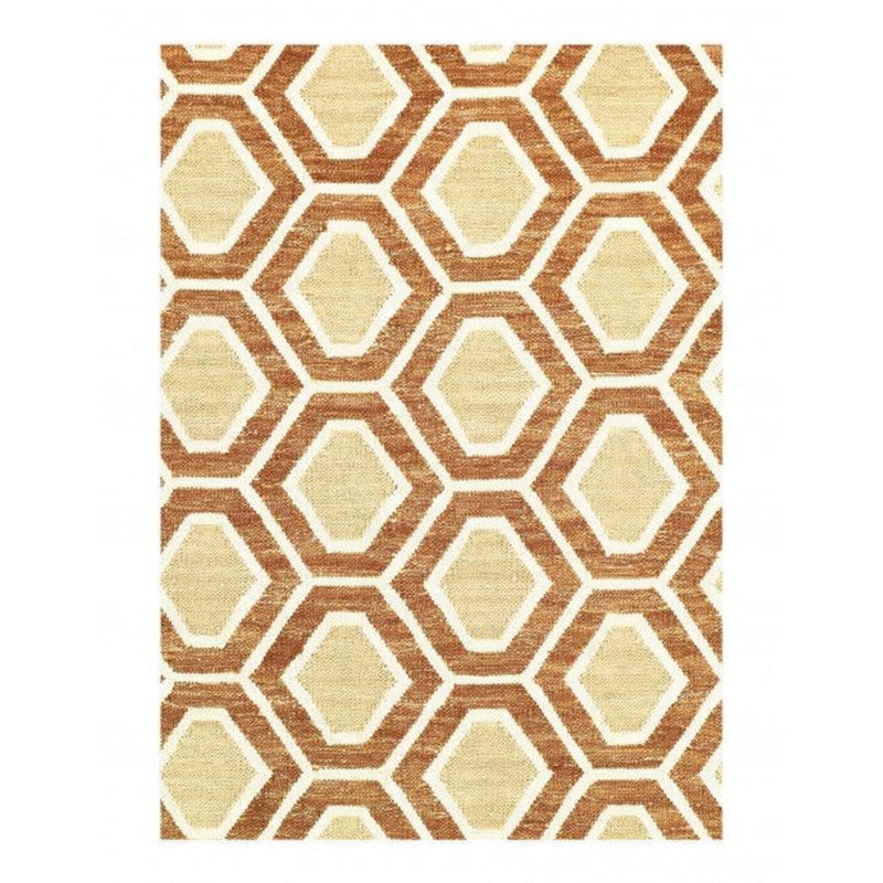 Tapis brun / beige en laine / coton à motif géométrique fait à la main 2 pi 1 po x 5 pi 2 po Mekka