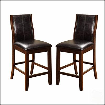 Ensemble de chaises de salle à manger de style transitionnel, hauteur de comptoir, avec dossier incurvé et assise rembourrée en similicuir pour un confort optimal à la maison.
