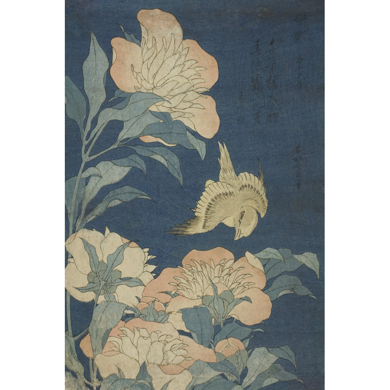 «Hokusai's Blossoms On Indigo II on Canvas» par Katsushika Hokusai, reproduction, H 48 po x l 32 po