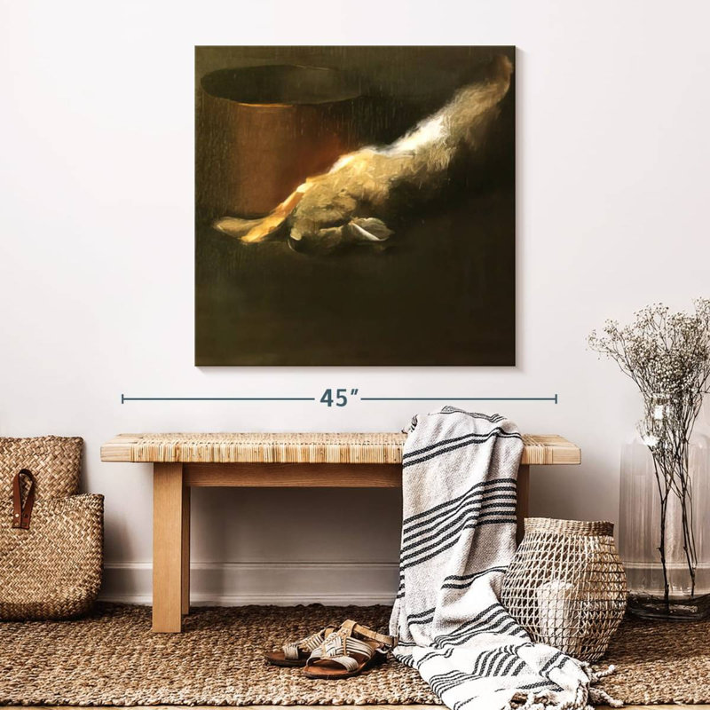 Lapin mort avec pot de cuivre, 33" H x 33" W
