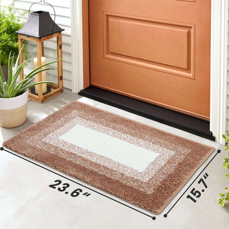 Gradient Chenille Water Absorbent No Slip Soft Plush Rectangle Bath Rug, Brown, , 16" L x 24" W, Single