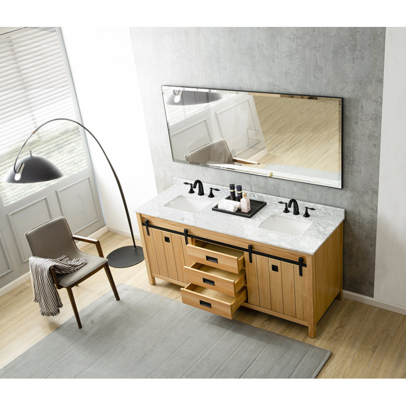 72'' Double Bathroom Vanity with Marble Top