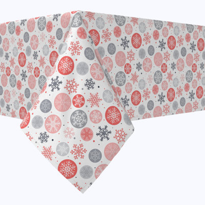 Danard Rectangular Tablecloth, 100% Cotton, 52X104", Snowflakes In Ornaments