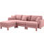 Canapé 3 places en tissu bouclé rose en forme de L convertible, rembourrage de ressort élégant incurvé, amovible et dense pour le confort-684769656