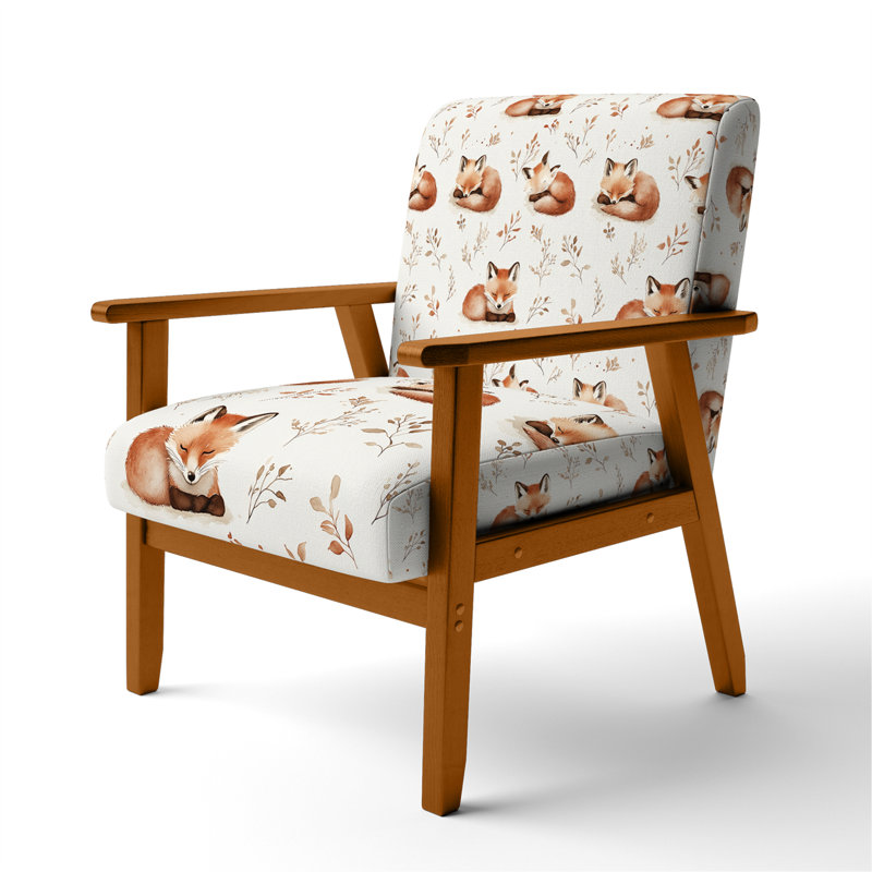 Chaise rembourrée Kids Forest, Accoudoirs carrés bruns