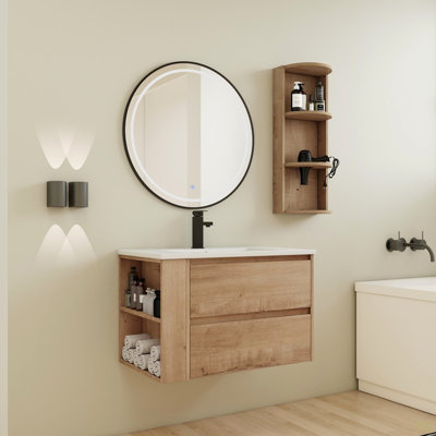 30" Wall-Mounted Bathroom Vanity With Sink And Storage Rack, 2-Soft Close Drawer, Combination Cabinet(KD-Packing)