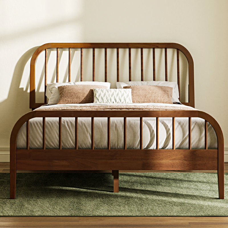 Anderson Solid Wood Spindle Bed Frame, Walnut, Queen