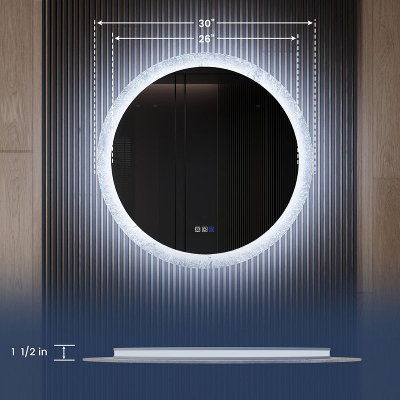 Miroir de salle de bain à DEL sans cadre, 30 po x 36 po