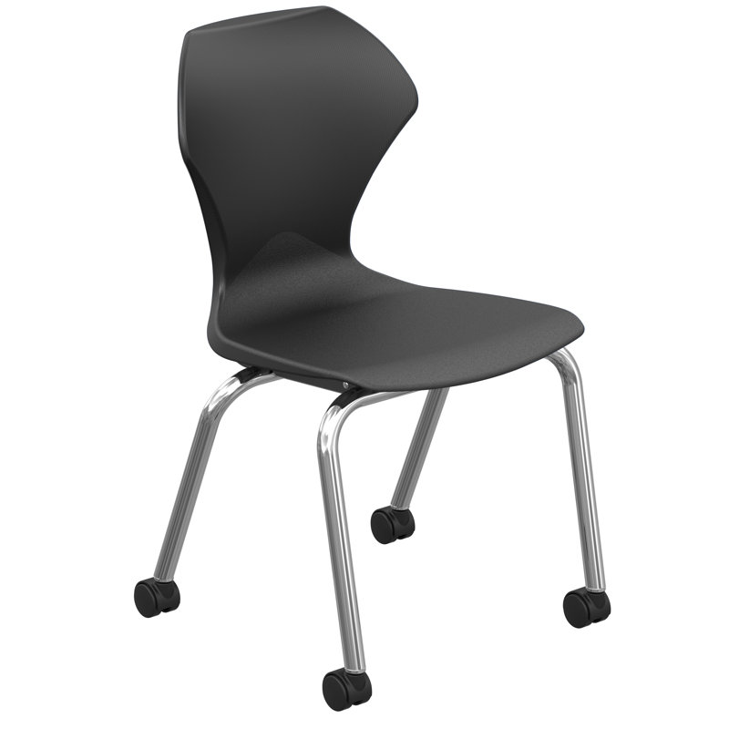 Chaise de classe avec roulettes Apex Series, Chrome, Noir, 16"