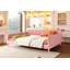Grand lit de jour rembourré rose avec 4 pieds de soutien - robuste pour chambre d'amis / salon-235542144