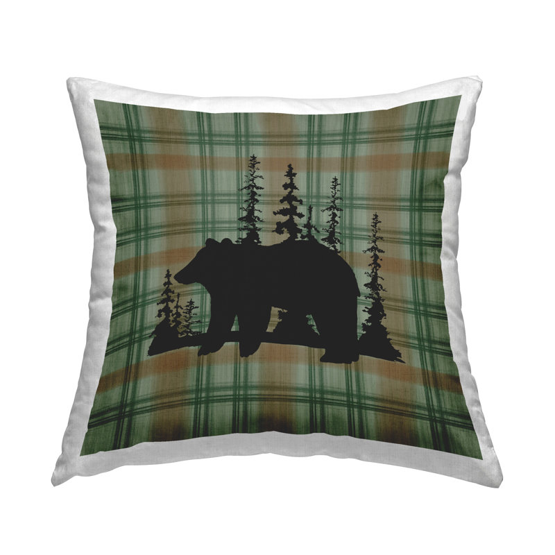 Coussin Victorian, H 18 po x l 18 po, Tissu écossais vert 2, Carrée