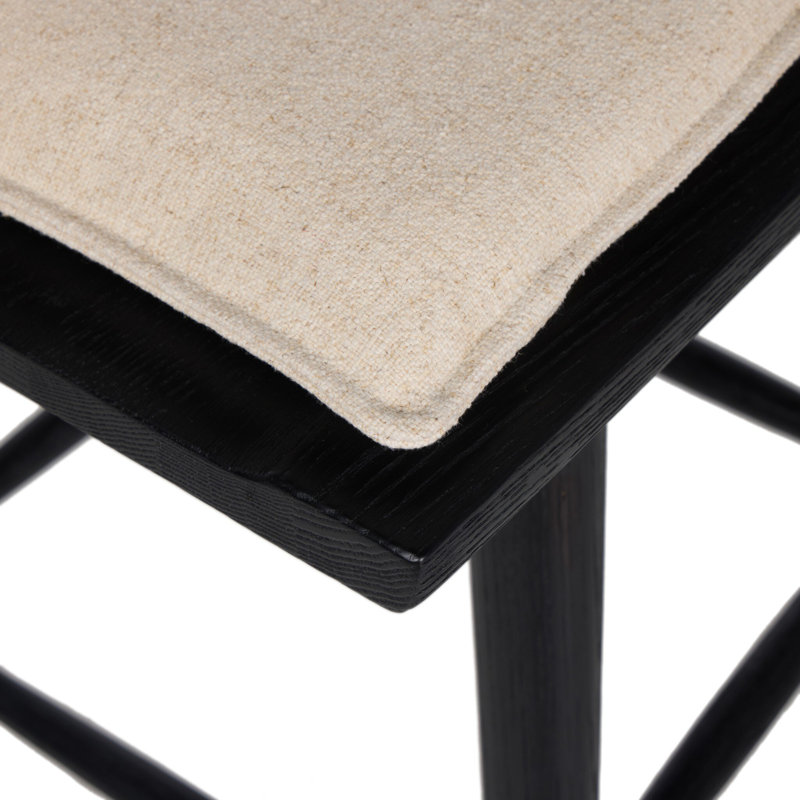 Garth Solid Wood Bar Stool, Bar Stool (29.94" Seat Height), Sandy Oak, Antwerp Natural/Linen Blend