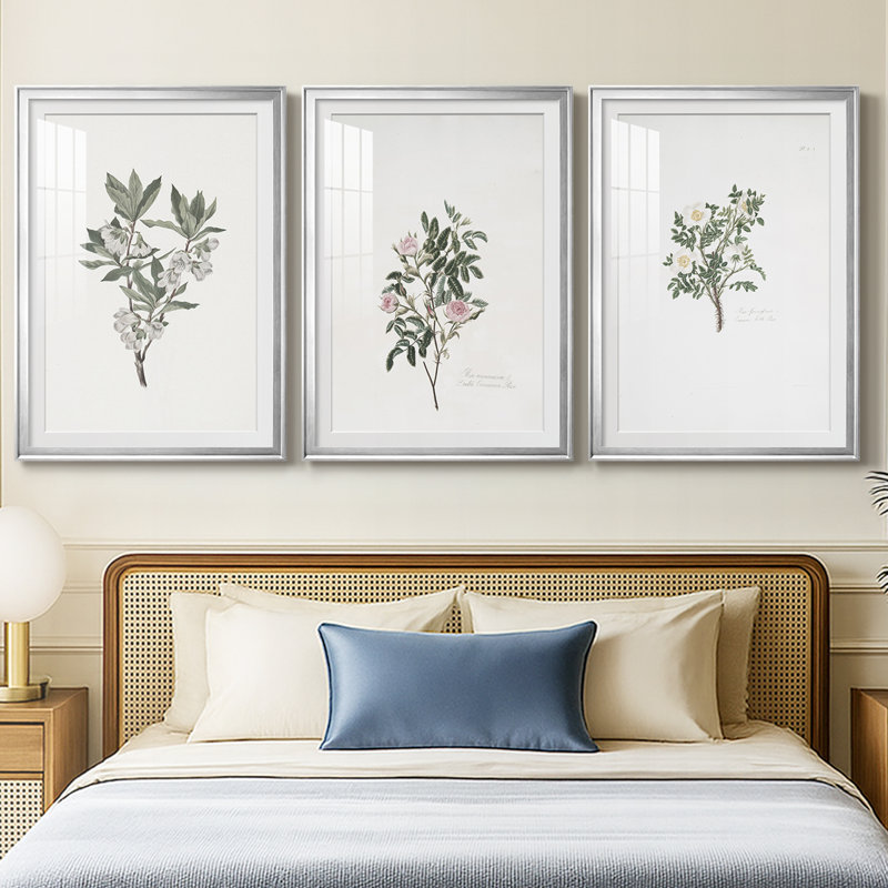Imprimé floral rétro CCI - impression encadrée sur mesure de qualité supérieure - 3 pièces, H 21 po x l 30 po
