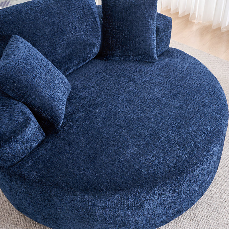 Fauteuil demi-tonneau pivotant en chenille, Blue