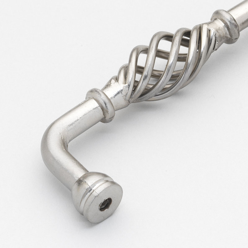 Poignée cage à oiseau cannelée centre à centre, 3.75", Nickel satiné, 1