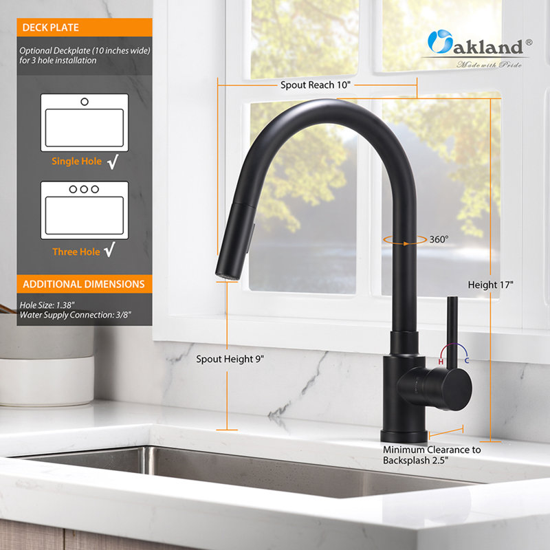 Matte Black Single-Hole Pull-Out Spray Kitchen Faucet