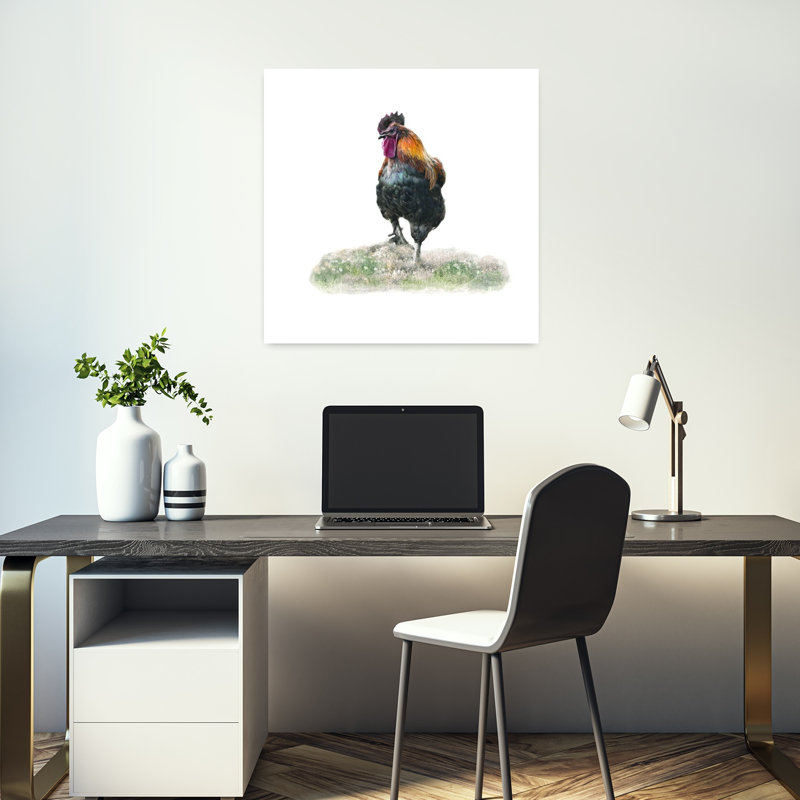 «Stepping Out», art mural abstrait contemporain, oiseau, nature, animal, H 18 po x l 18 po