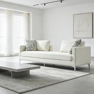 77.5"W Oversized Chenille Slipcovered Chaise Lounge Sofa
