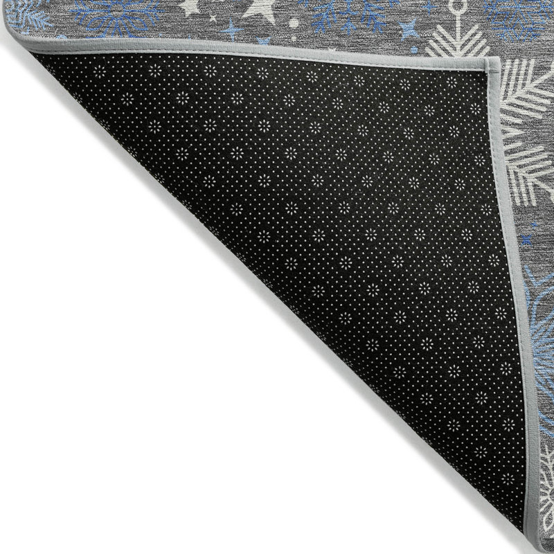 Machine Washable Indoor/Outdoor Christmas Snowflake Xhevrie Gray Rug, Rectangle 9' x 12'