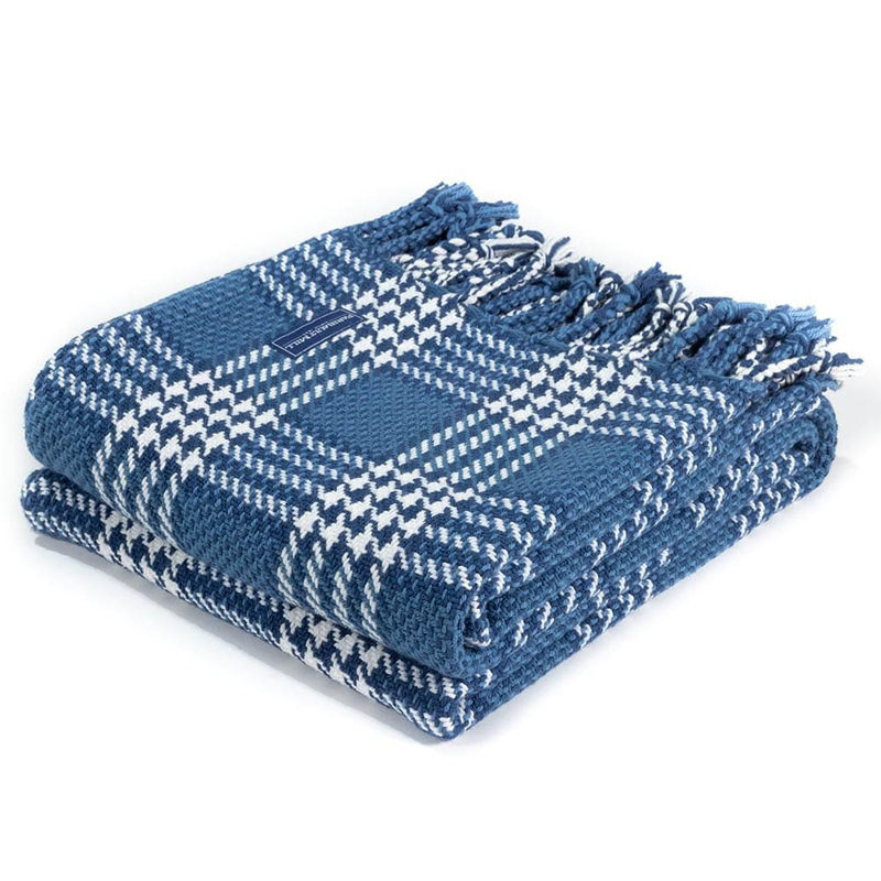 Portland Plaid Cotton Throw, Blue