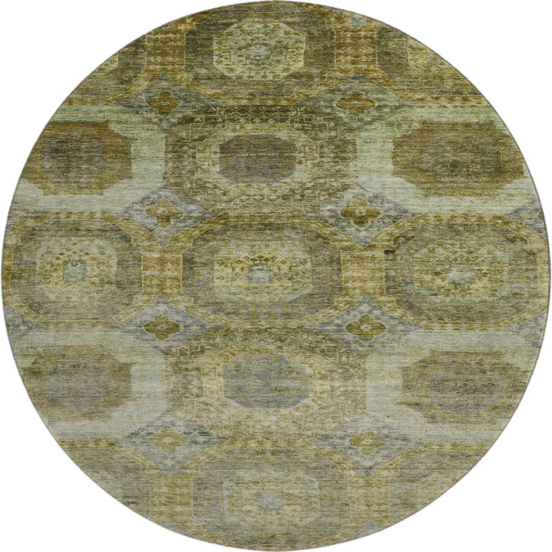 Premium Machine Washable Ralston AMF1944 Panels Rug, Round 8'
