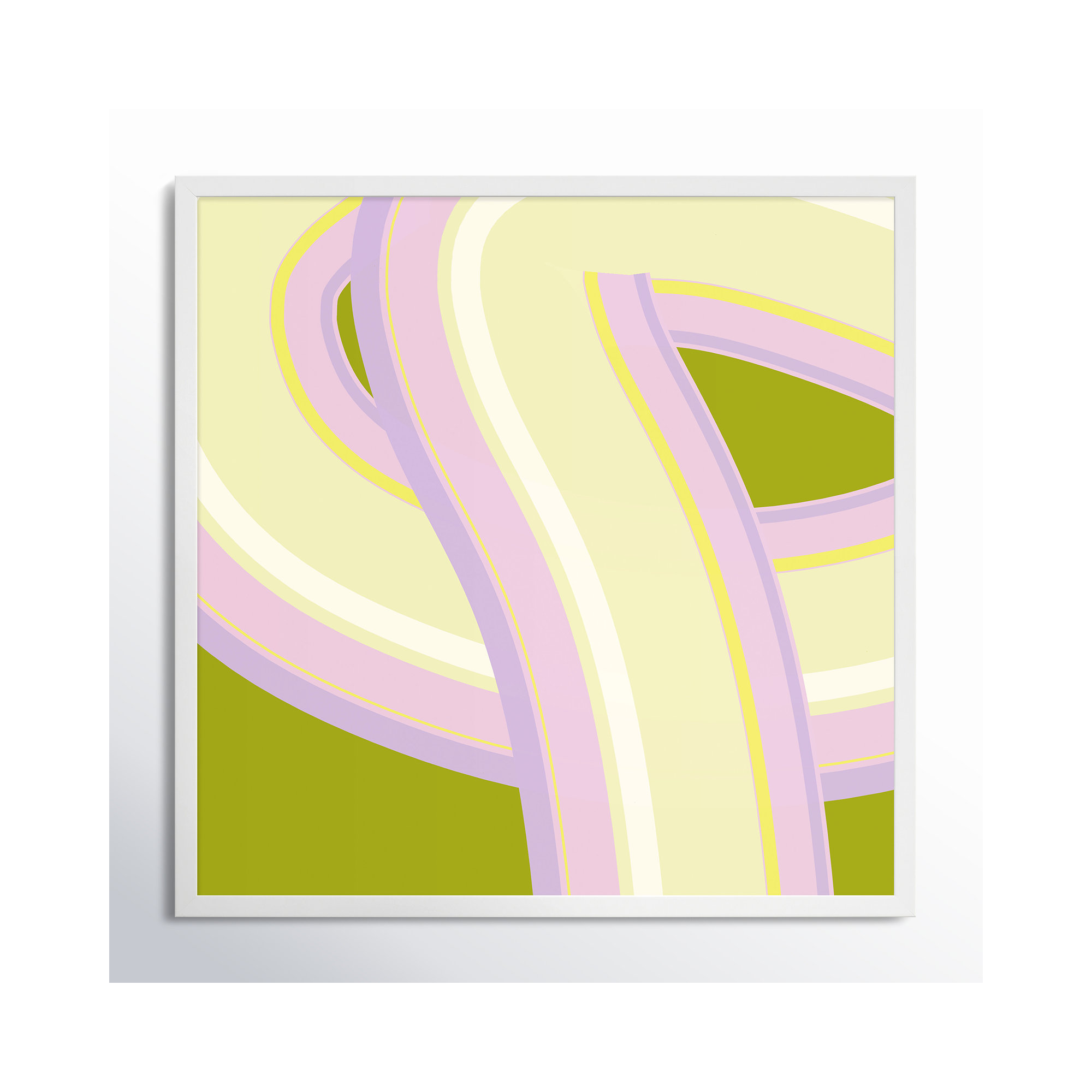Bubblegum Twist by Jacques Pilon, 36" H x 36" W x 1.25" D, White Wood