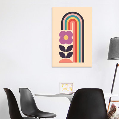 «Geometric Abstraction Rainbow Flower», reproduction d'art sur toile tendue