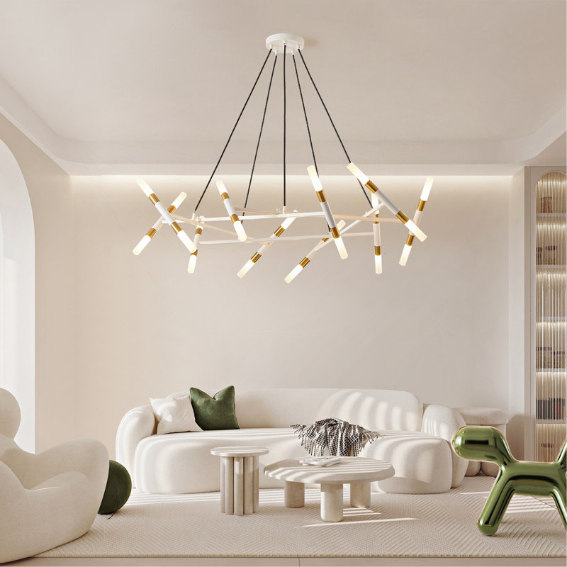 Luminaire de lustre moderne 41 "blanc et doré