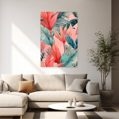Aquarelle, feuilles tropicales, paysage abstrait tropical, art mural