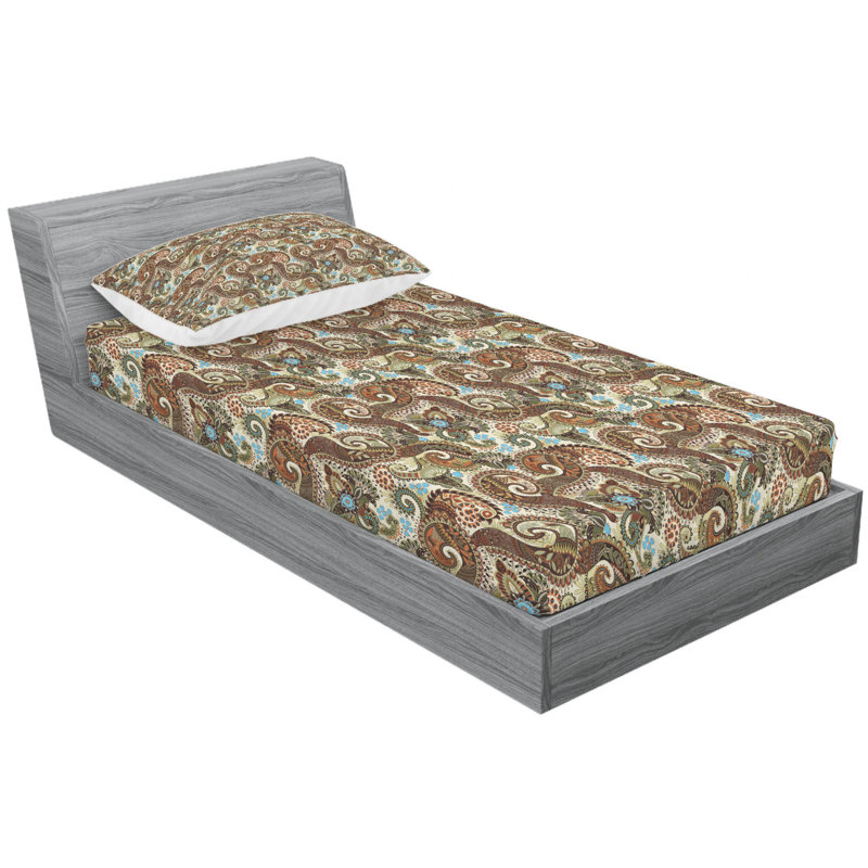 Microfiber Paisley Sheet Set, Twin XL Sheet Set with Fitted Sheet