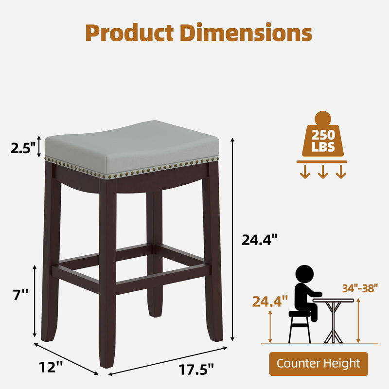 Tabouret Rakiem, Brun, 2, Tabouret de comptoir (siège d’une hauteur de 24