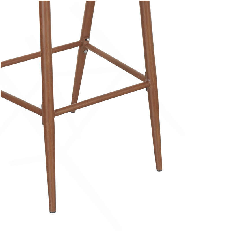 Tabourets de bar d'extérieur à structure en aluminium d'une hauteur de siège de 30,25 po avec dossier en forme de feston en rotin PE, ensemble de 2, finition teck