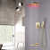 Gold Shower Faucet Set 3 Ways System Led 12 in Rainfall Head Combo Mixer Valve